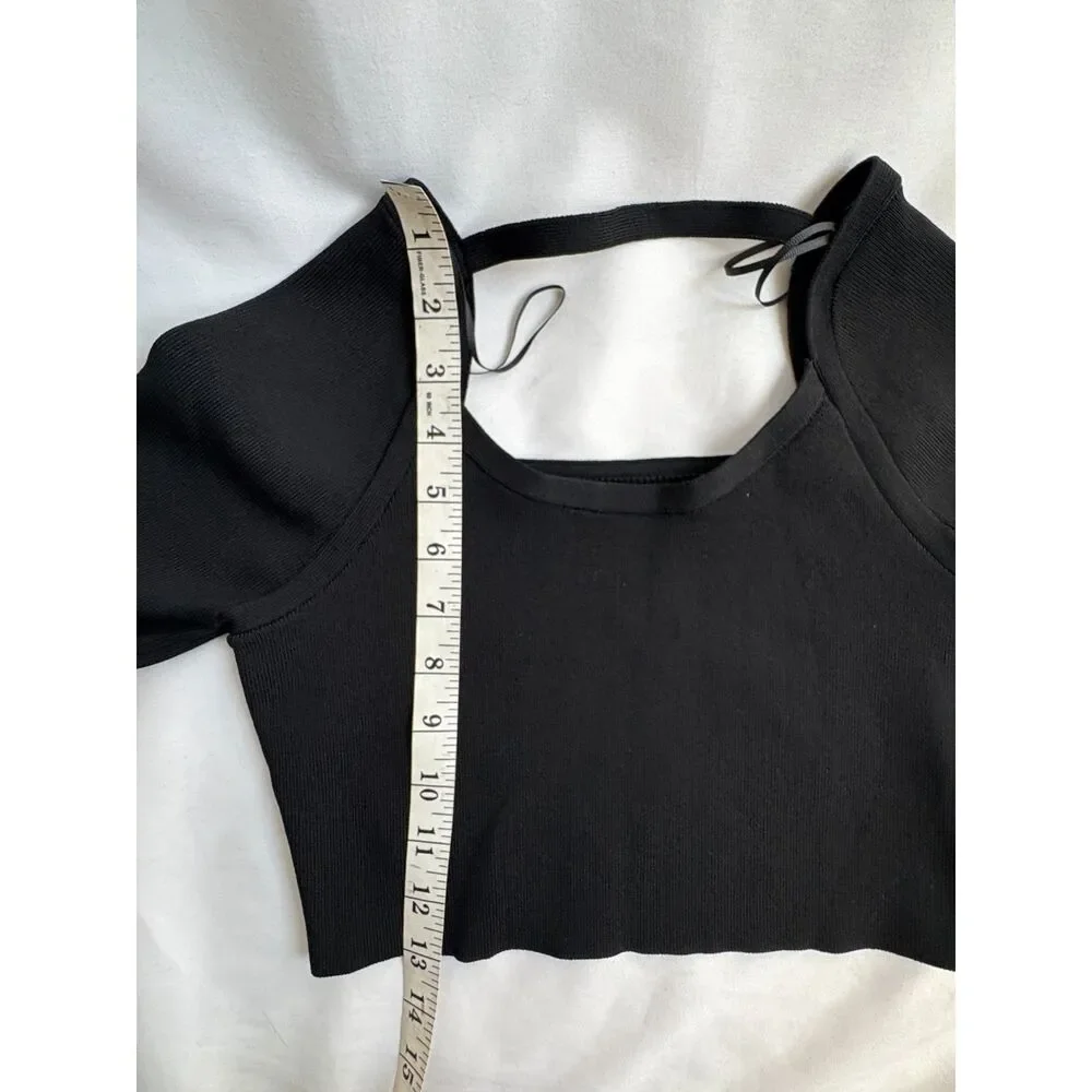 Zara Juniors Long Sleeve Cropped Ribbed Sweater Black Size S Jacquard Basics